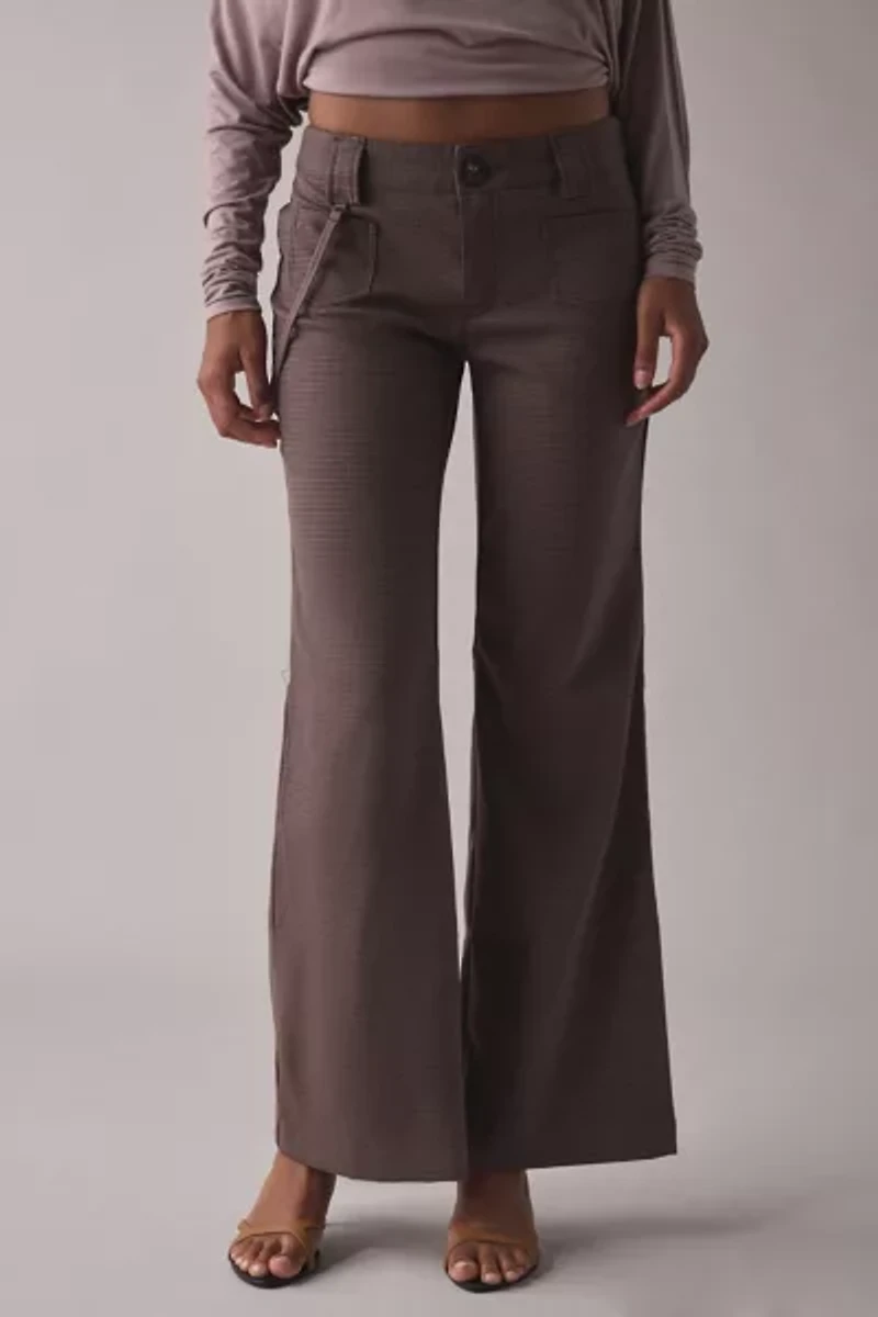 UO Feeling It Twill Low-Rise Wide Leg Trouser