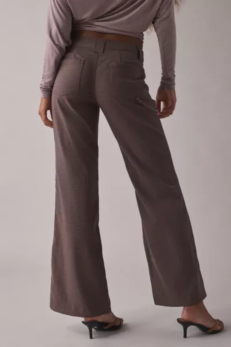 UO Feeling It Twill Low-Rise Wide Leg Trouser