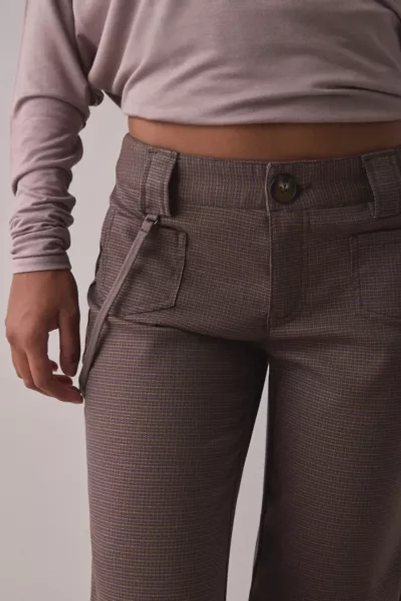 UO Feeling It Twill Low-Rise Wide Leg Trouser