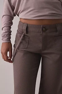 UO Feeling It Twill Low-Rise Wide Leg Trouser