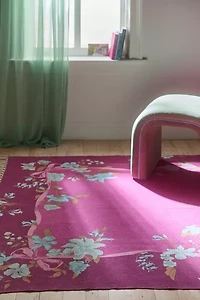 Blooming Bow Printed Woven Rug