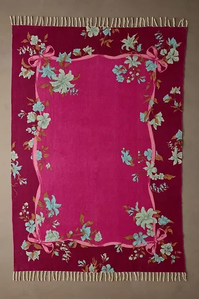 Blooming Bow Printed Woven Rug