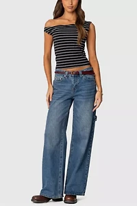 Edikted Keryn Striped Asymmetric Top
