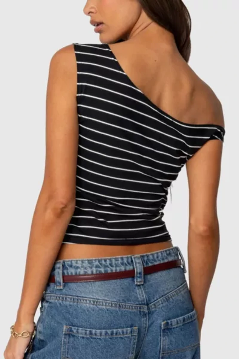 Edikted Keryn Striped Asymmetric Top
