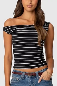 Edikted Keryn Striped Asymmetric Top