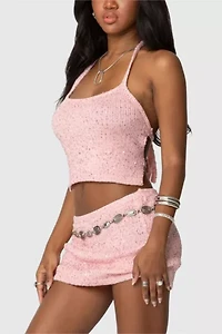 Edikted Shaylee Sequin Knit Mini Skirt