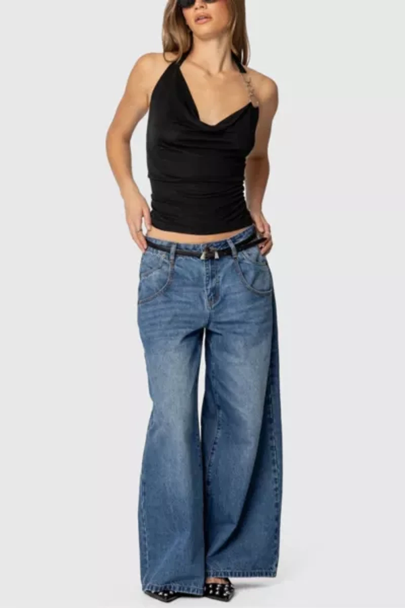 Edikted Rhia Cowl Neck Halter Top