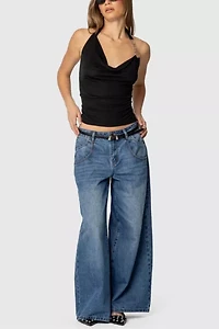Edikted Rhia Cowl Neck Halter Top