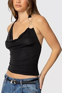 Edikted Rhia Cowl Neck Halter Top