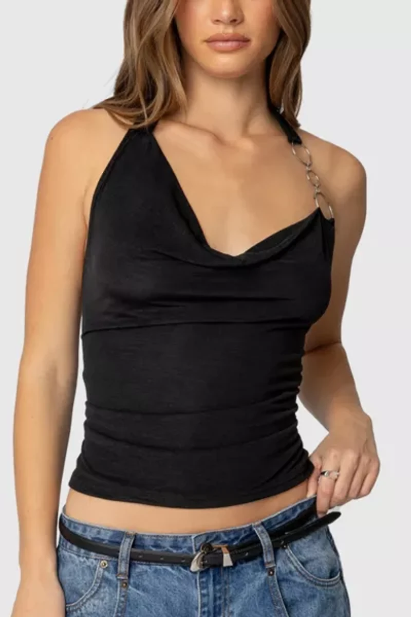 Edikted Rhia Cowl Neck Halter Top