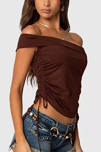 Edikted Yafa Asymmetric Off Shoulder Top