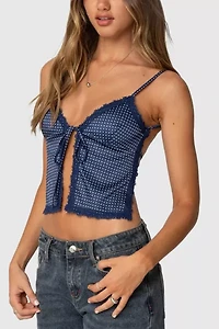 Edikted Backless Polka Dot Flyaway Tank Top