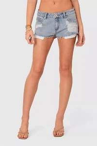Edikted Devin Low Rise Micro Denim Shorts