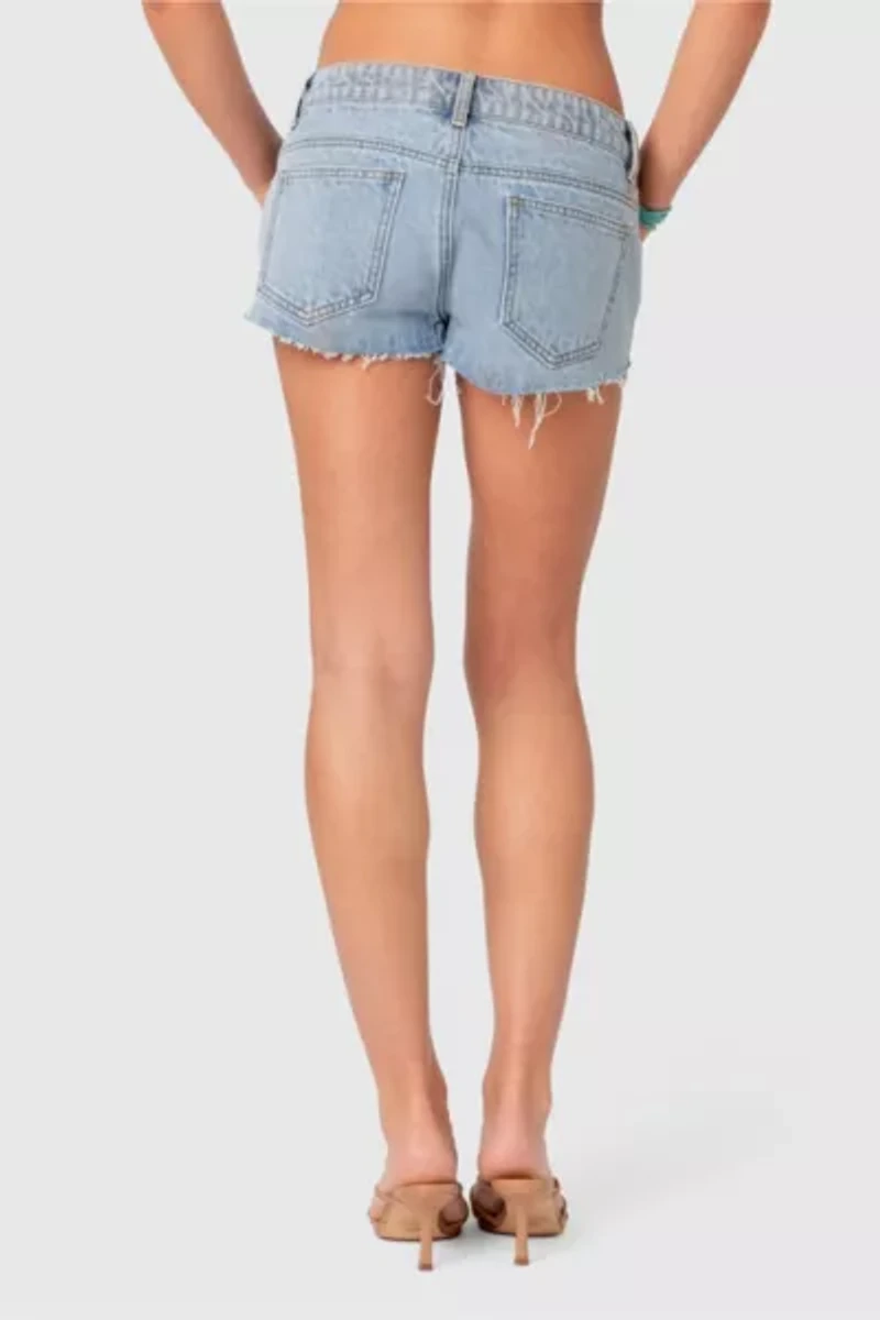 Edikted Devin Low Rise Micro Denim Shorts