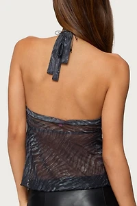 Edikted Tiger Printed Mesh Babydoll Top