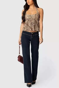 Edikted Tiger Printed Mesh Babydoll Top