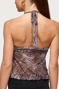 Edikted Tiger Printed Mesh Babydoll Top