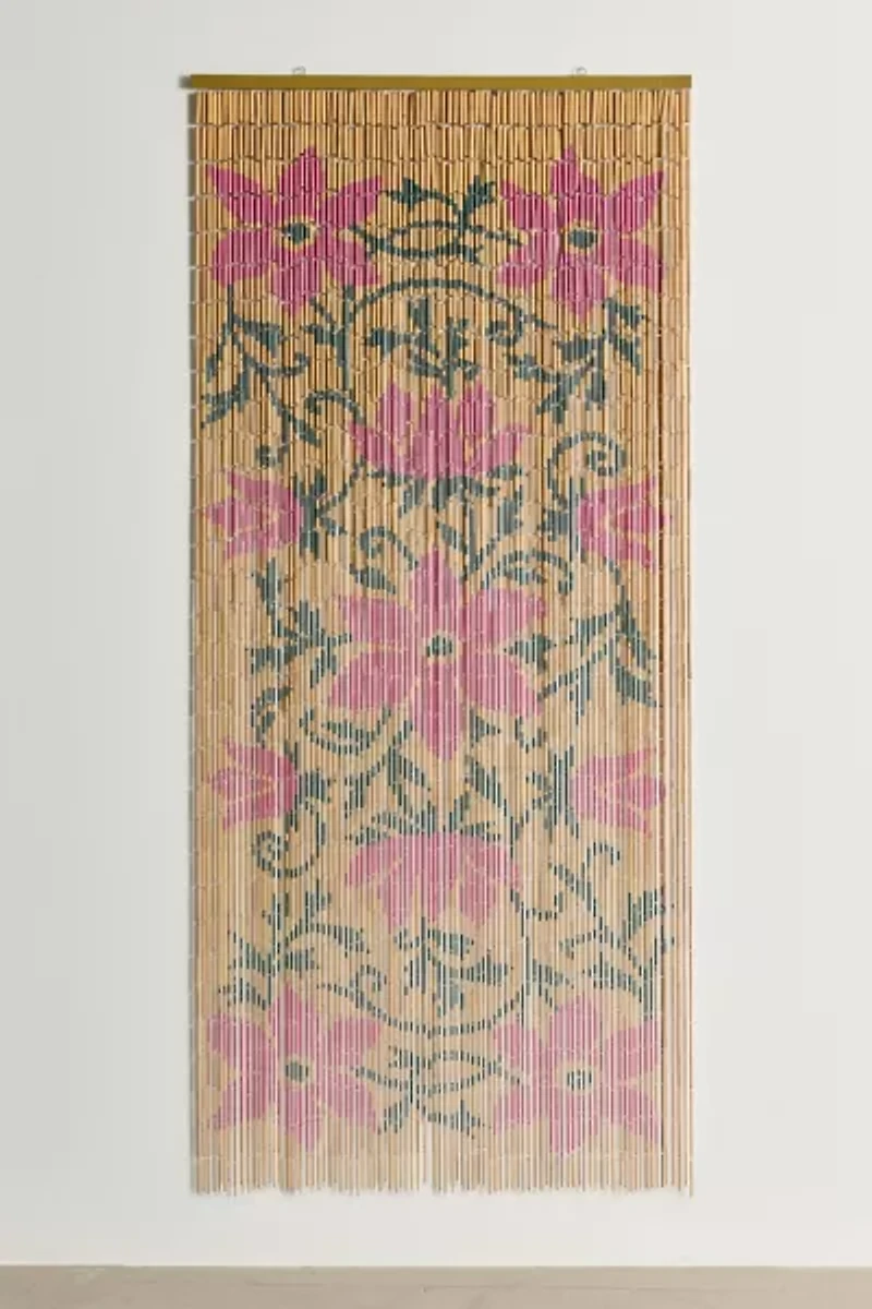 Allegra Floral Bamboo Beaded Curtain