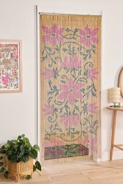 Allegra Floral Bamboo Beaded Curtain