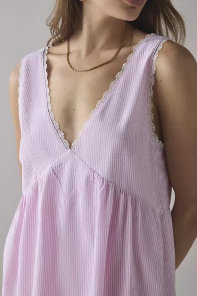 ReMADE By UO Remnants Seersucker Striped Mini Dress