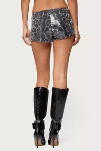 Edikted Sequin Leopard Printed Micro Shorts
