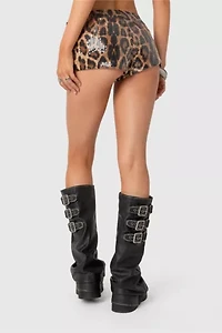 Edikted Sequin Leopard Printed Micro Shorts