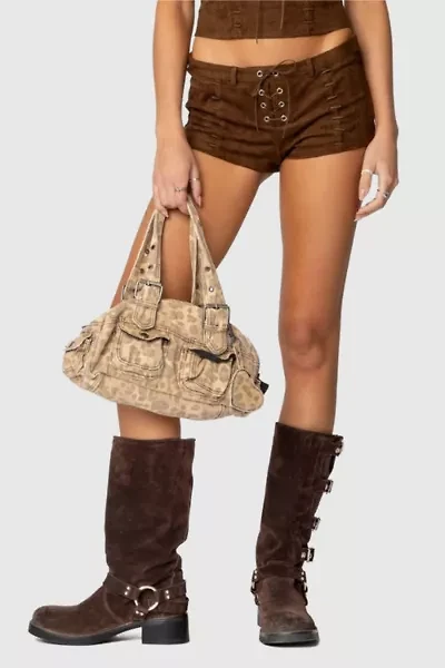 Edikted Sloane Faux Suede Micro Shorts
