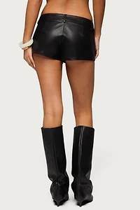 Edikted Melaney Faux Leather Micro Shorts