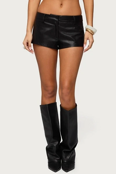 Edikted Melaney Faux Leather Micro Shorts