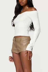 Edikted Melaney Faux Leather Micro Shorts