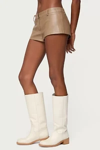 Edikted Melaney Faux Leather Micro Shorts