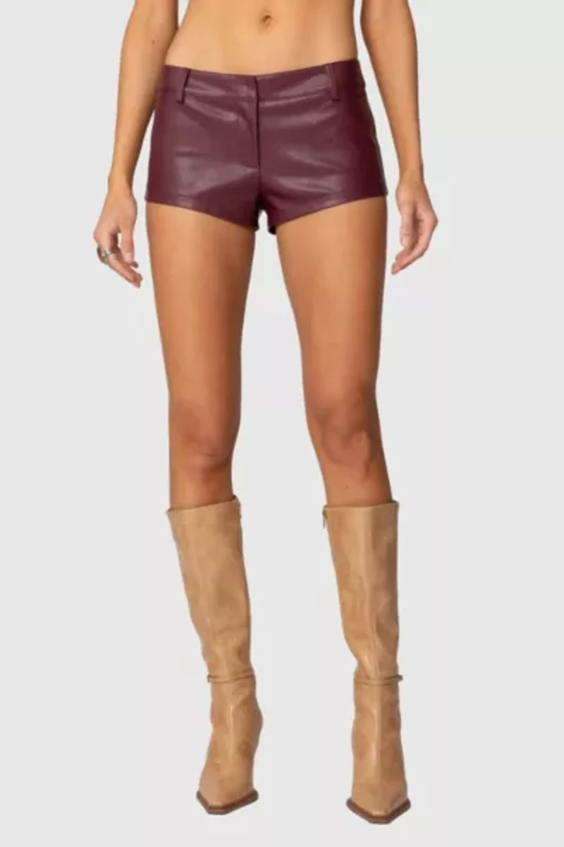 Edikted Melaney Faux Leather Micro Shorts