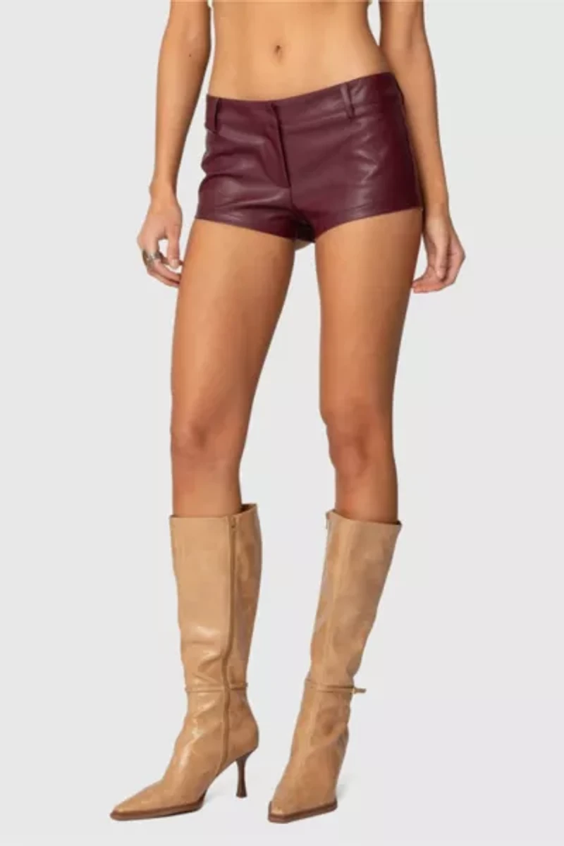Edikted Melaney Faux Leather Micro Shorts