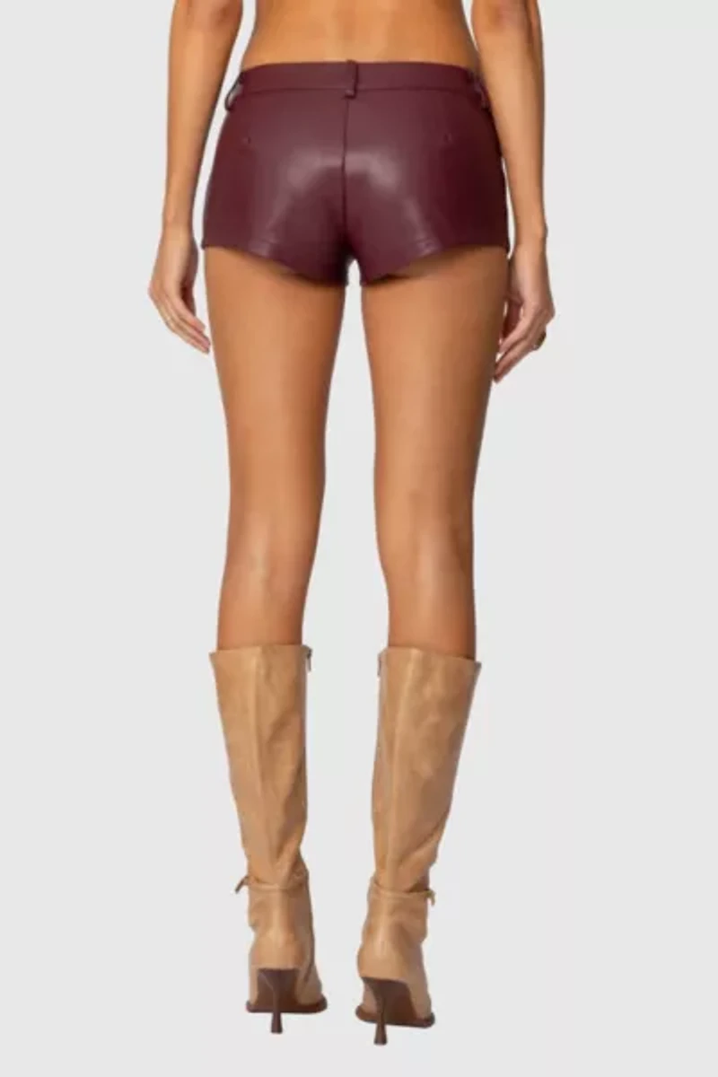 Edikted Melaney Faux Leather Micro Shorts