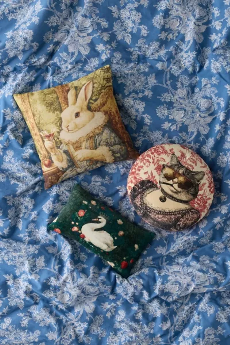 Renaissance Critters Velvet Throw Pillow