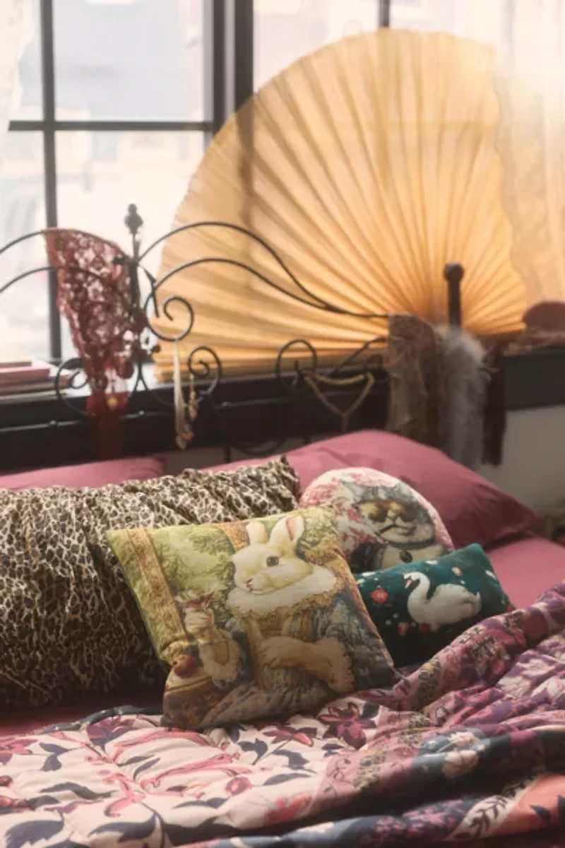 Renaissance Critters Velvet Throw Pillow