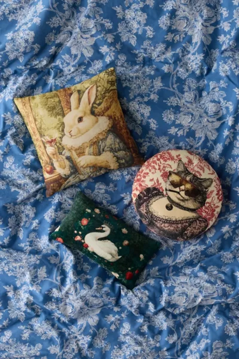 Renaissance Critters Velvet Throw Pillow