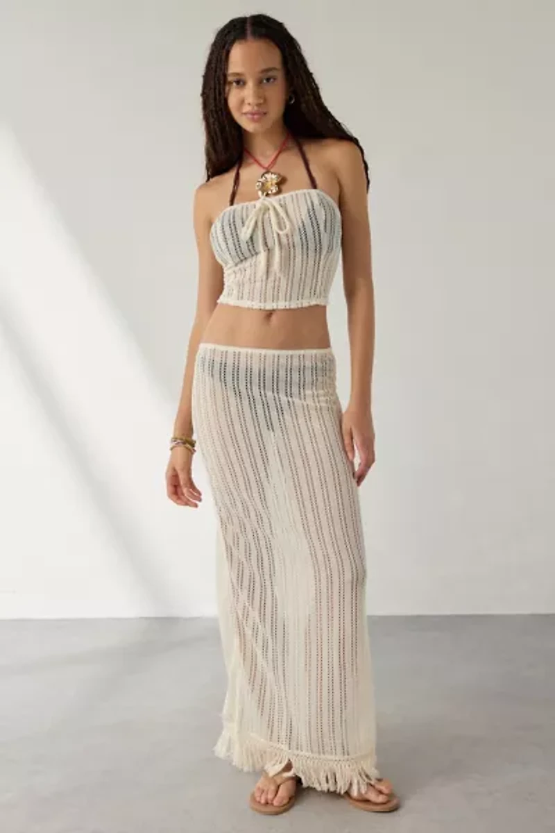 UO Under The Sun Semi-Sheer Knit Tube Top + Maxi Skirt Set
