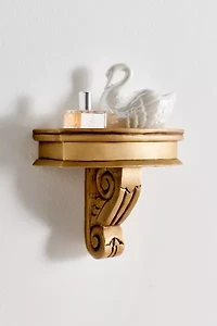 Corinne Carved Mango Wood Wall Shelf