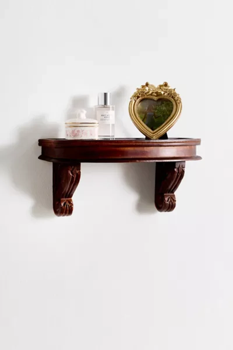 Corinne Carved Mango Wood Wall Shelf