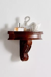 Corinne Carved Mango Wood Wall Shelf