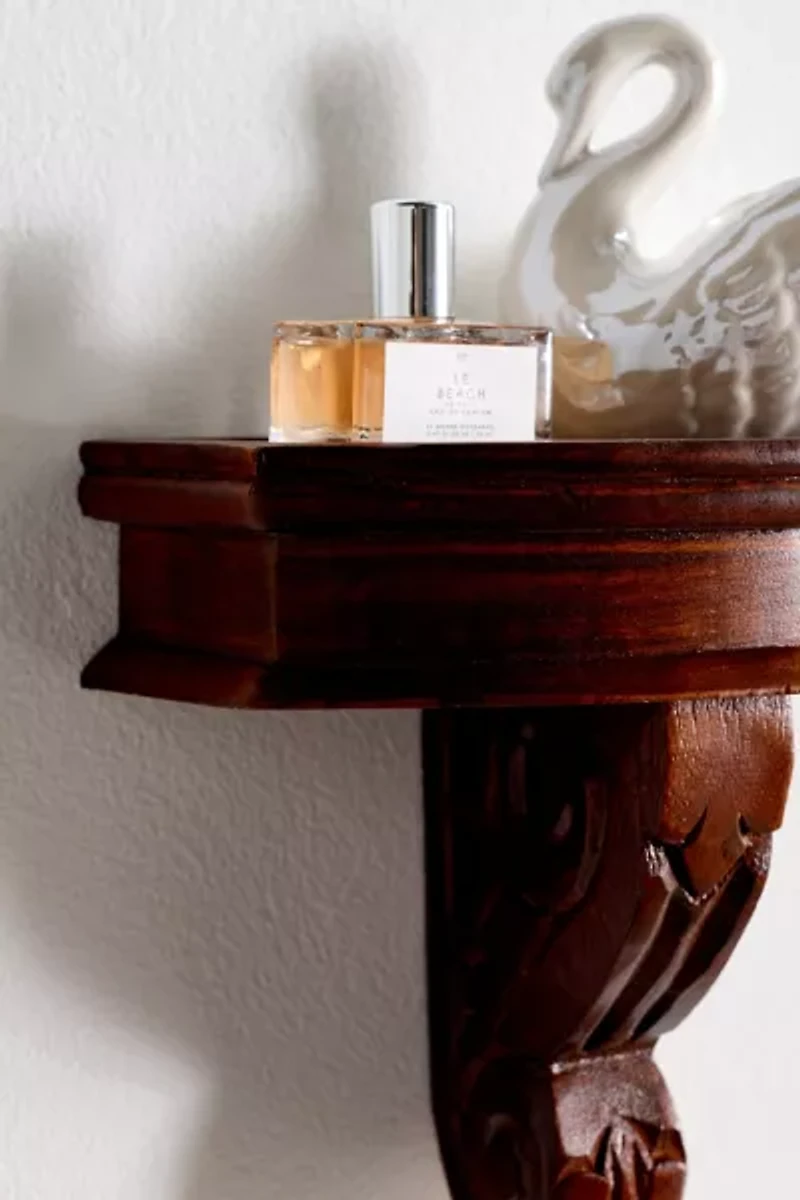 Corinne Carved Mango Wood Wall Shelf