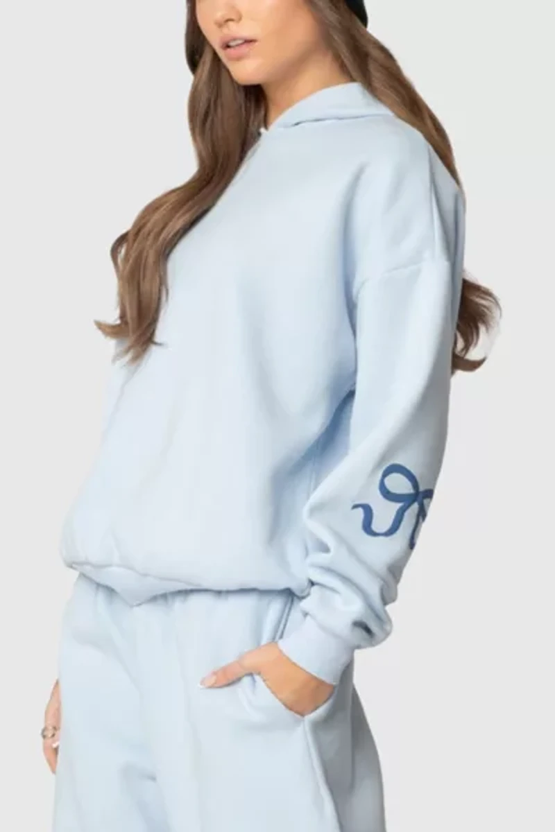 Edikted Bonney Bow Detail Hoodie Sweatshirt