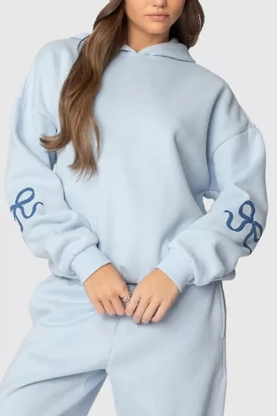 Edikted Bonney Bow Detail Hoodie Sweatshirt