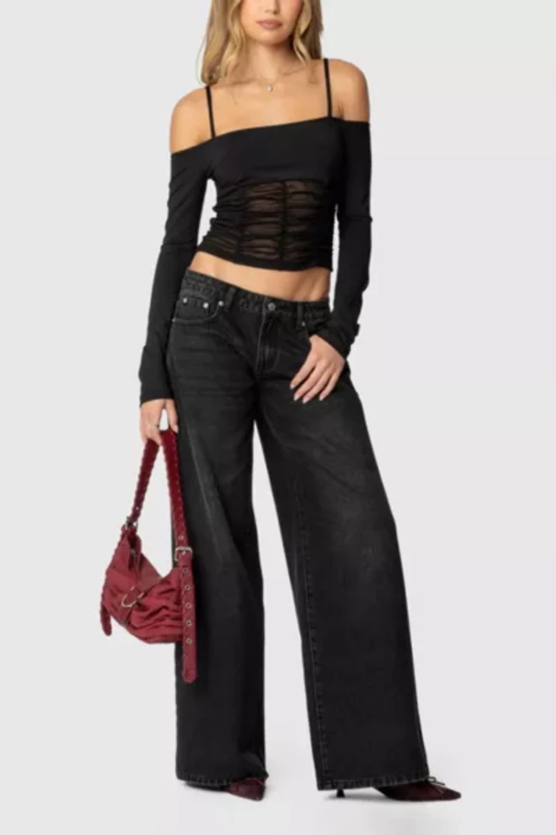 Edikted Vyxen Vintage Washed Low Rise Jeans