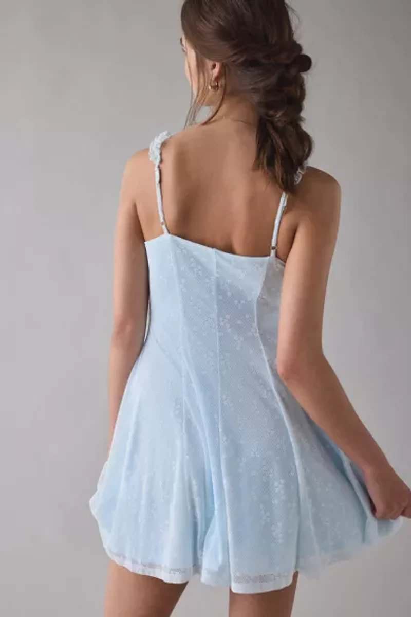 UO Just Like Magic Ruffled Milkmaid Mini Dress