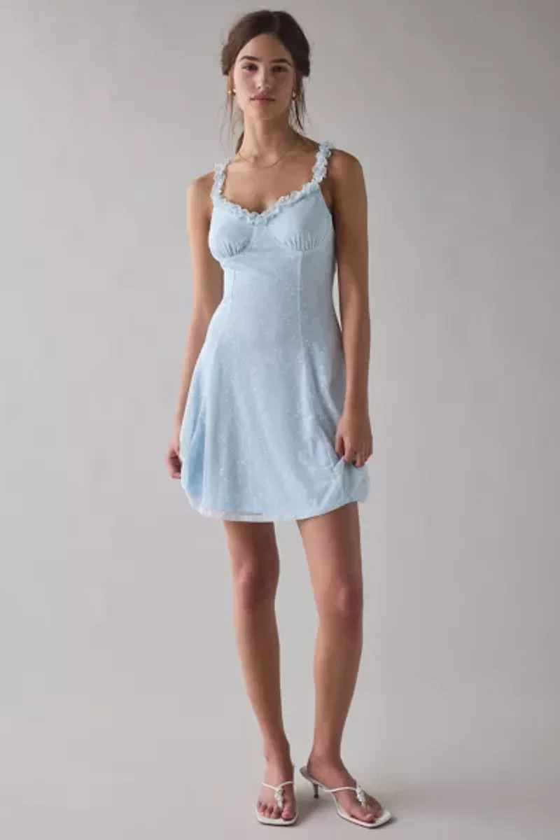 UO Just Like Magic Ruffled Milkmaid Mini Dress