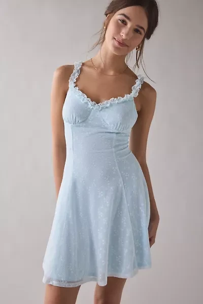 UO Just Like Magic Ruffled Milkmaid Mini Dress