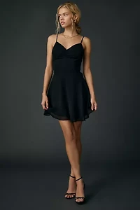 UO Over The Horizon Chiffon Fit-And-Flare Mini Dress
