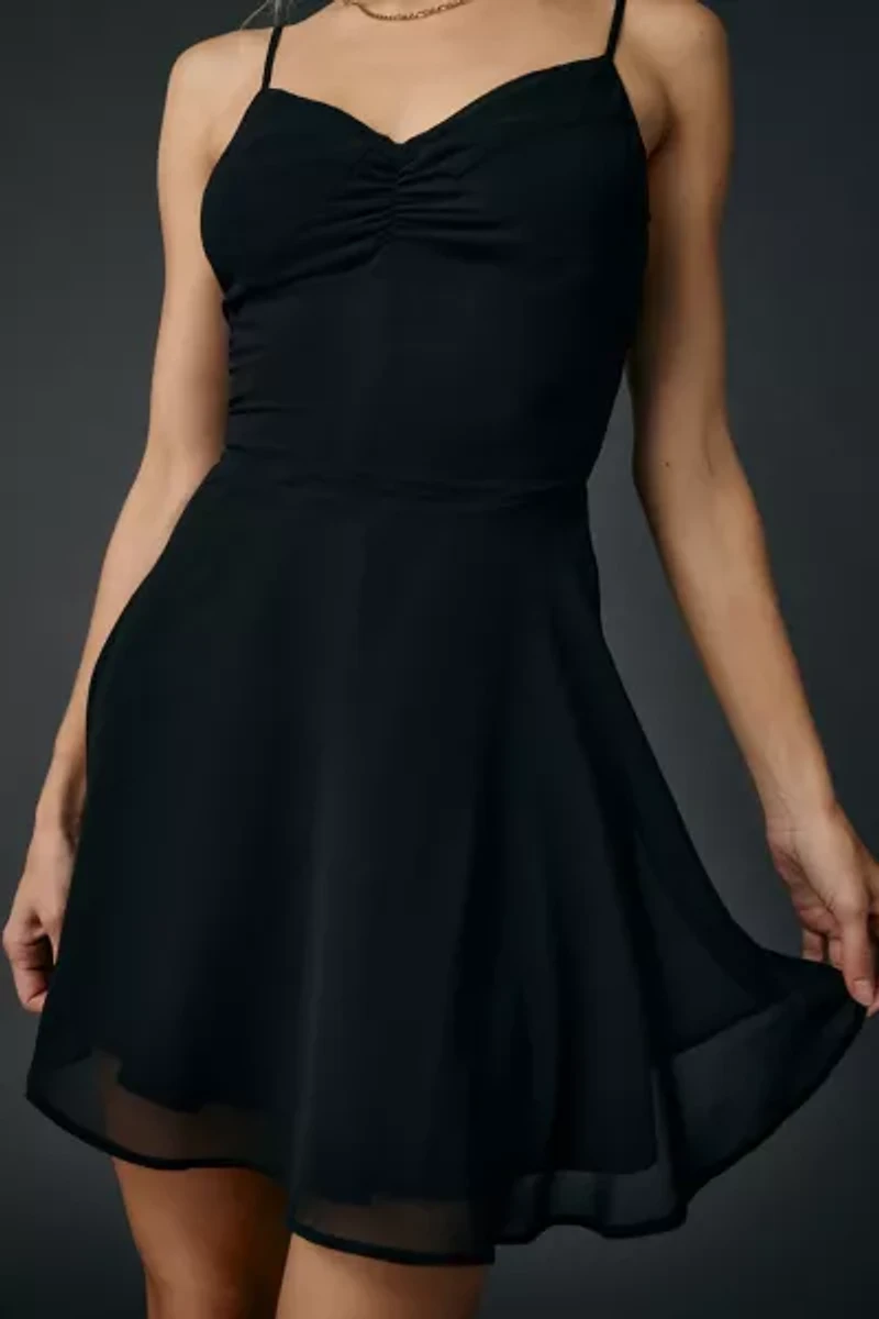 UO Over The Horizon Chiffon Fit-And-Flare Mini Dress